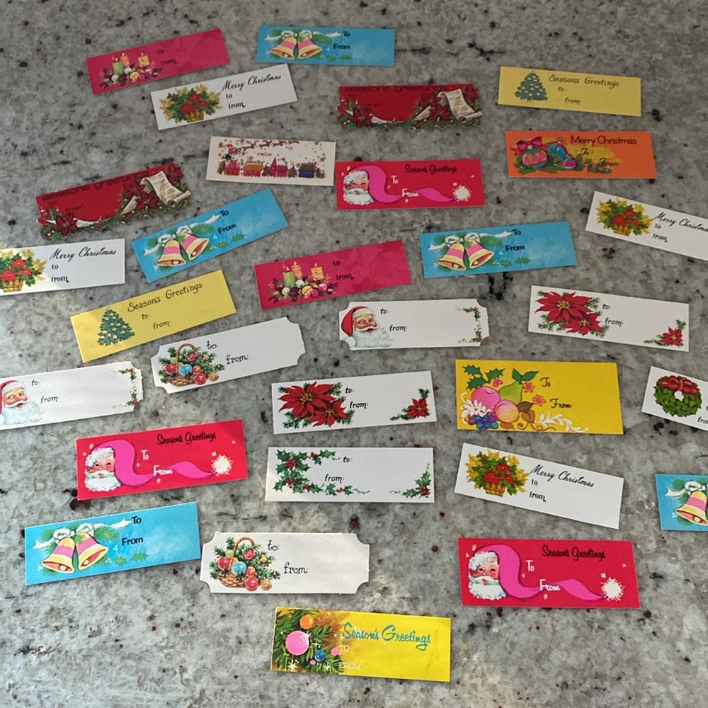 Vintage midcentury Christmas gift tags